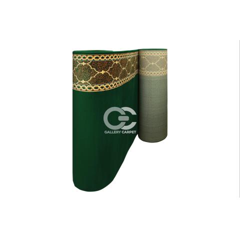 Sajadah masjid merk Qatar motif rantai polos warna hijau kode S260A posisi gulungan