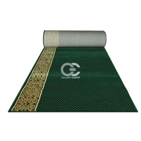Sajadah masjid merk Platinum motif akar berbintik rapat warna hijau kode 047 posisi vertikal