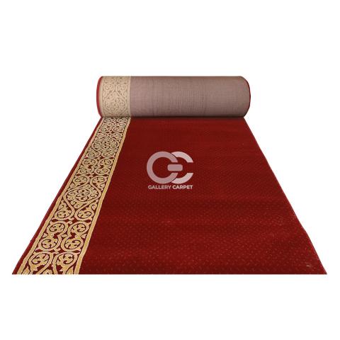 Sajadah masjid merk Platinum motif akar berbintik coklat warna merah kode 047 posisi vertikal